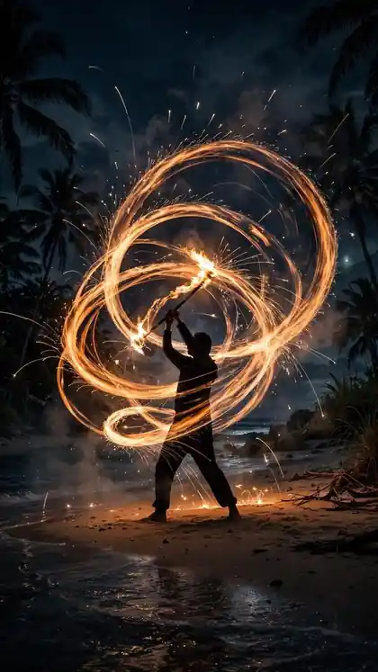 Flaming Knife Twirling Duel