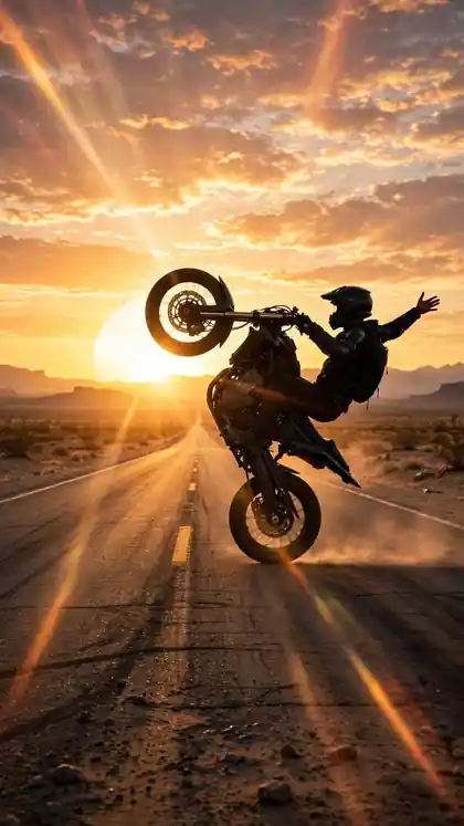 Mile-Long Wheelie at Sunrise