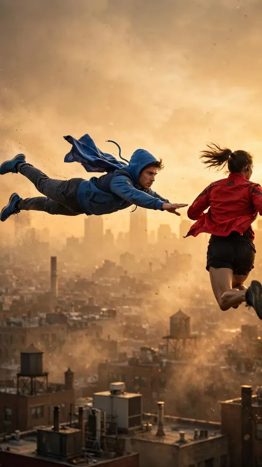 Rooftop Parkour Tag Chase