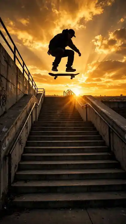 Skateboard 20-Stair Bomb Run