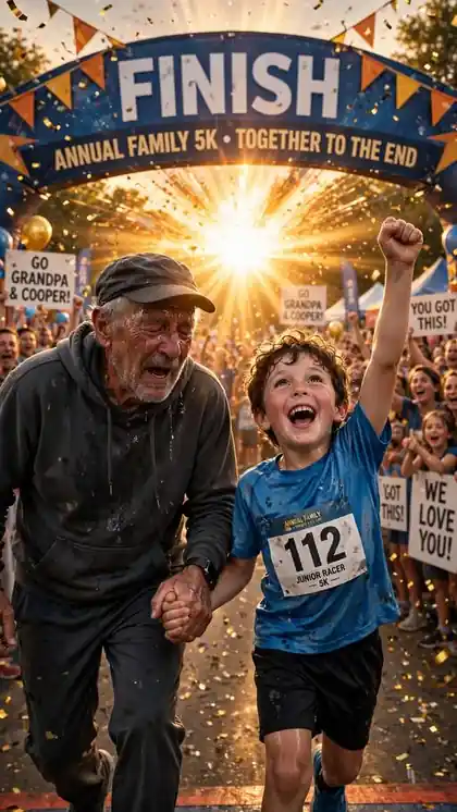 Grandpa Runs the Last Mile With Grandson