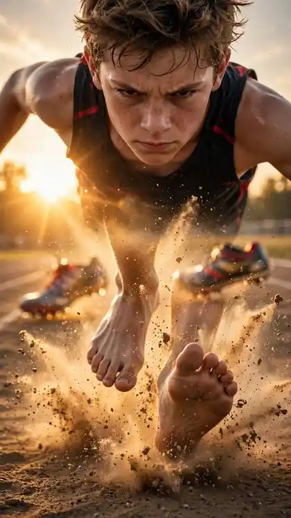 Village Boy Runs Barefoot Into the Trials