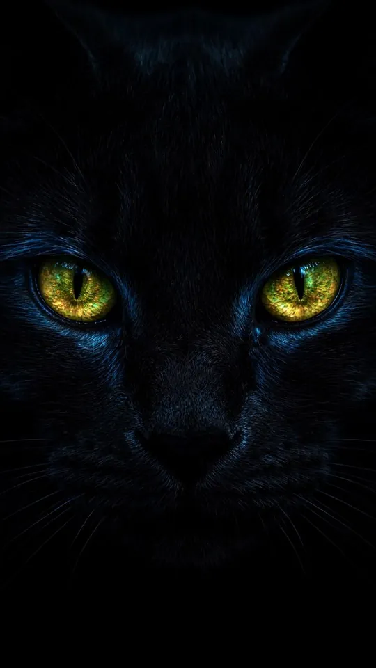 Black Cat Eyes in the Dark