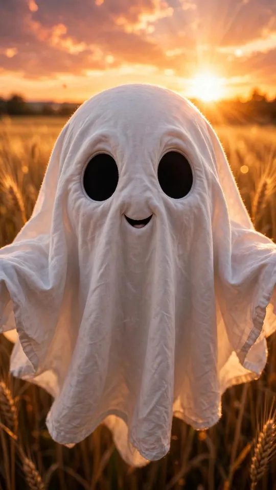 Playful Ghost in an Autumn Field