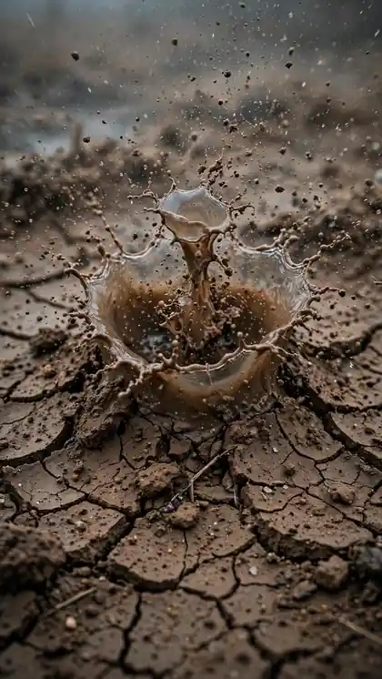 First Rain Drops on Dry Earth
