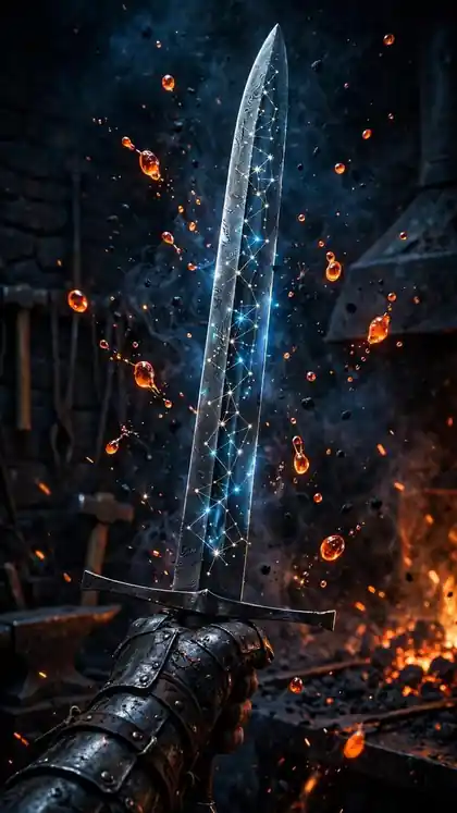 The Sword Frozen Mid-Forge