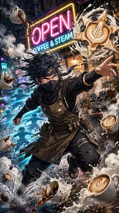 Anime Ninja Barista Rush Hour